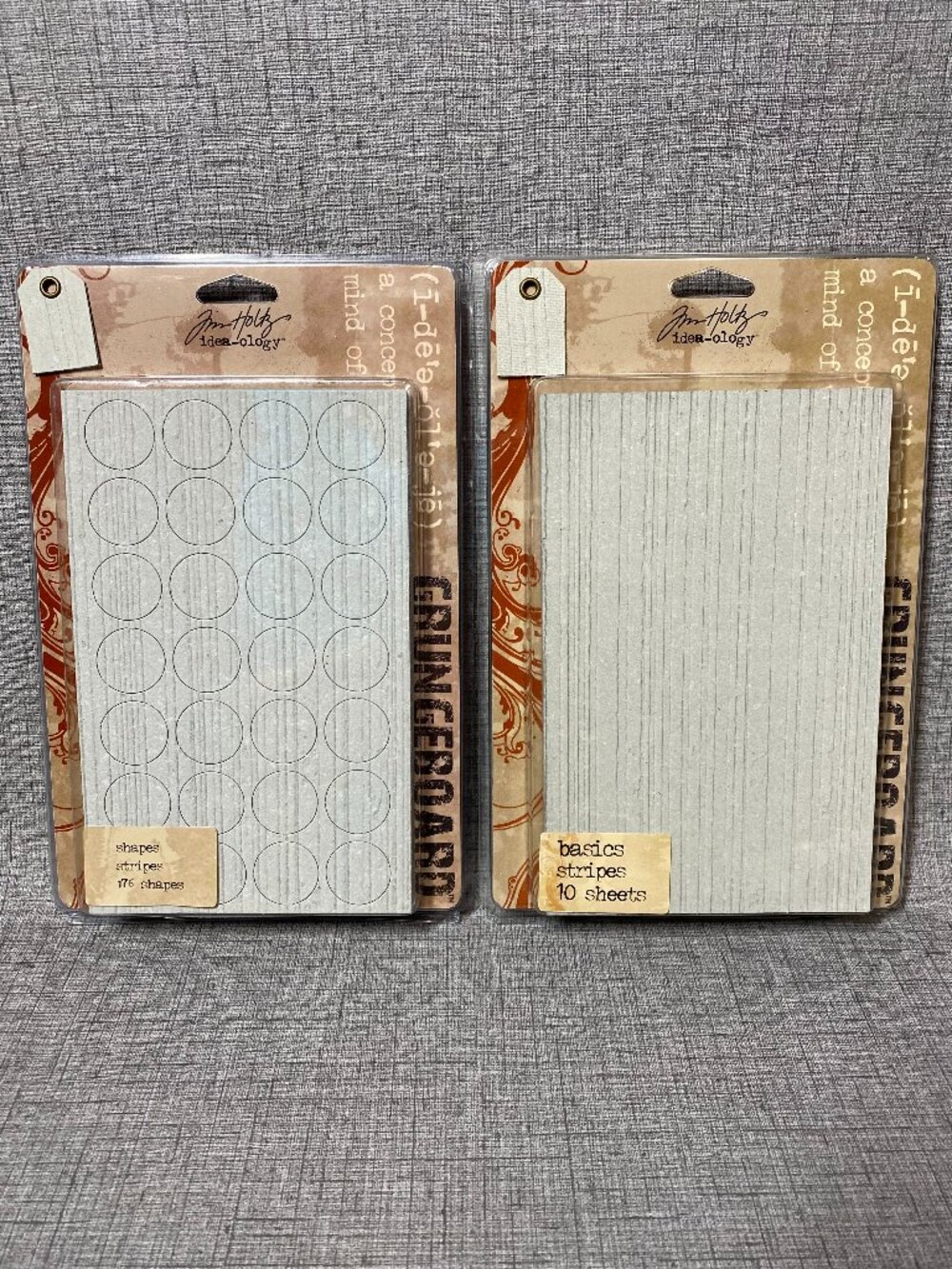 NEW Tim Holtz Idea-ology Grungeboard Stripes Basics & Stripes Shapes